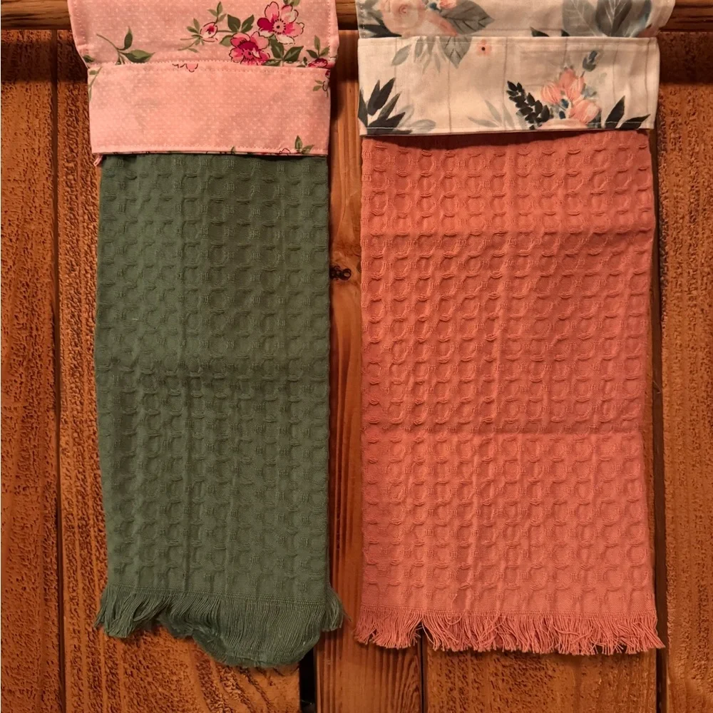 Sunflower Kitchen Hanging Hand Towels - Yellow & Green Set